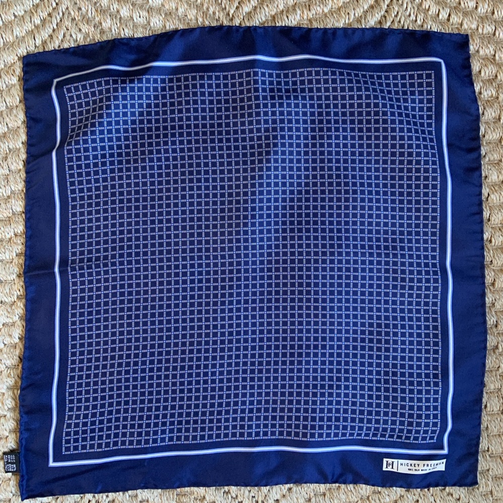 Elegant Navy Blue Pocket Square by Hickey Freeman